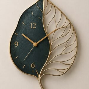 Elegant Leaf Design Wall Clock – Modern Decorative Home Décor Clock
