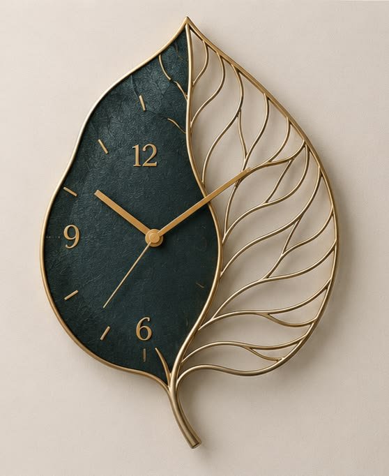 Elegant Leaf Design Wall Clock – Modern Decorative Home Décor Clock